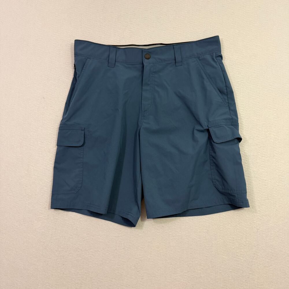 Orvis Tech Cargo Shorts Men's 34 Blue 9" Inseam Flat Front Fishing Outdoors